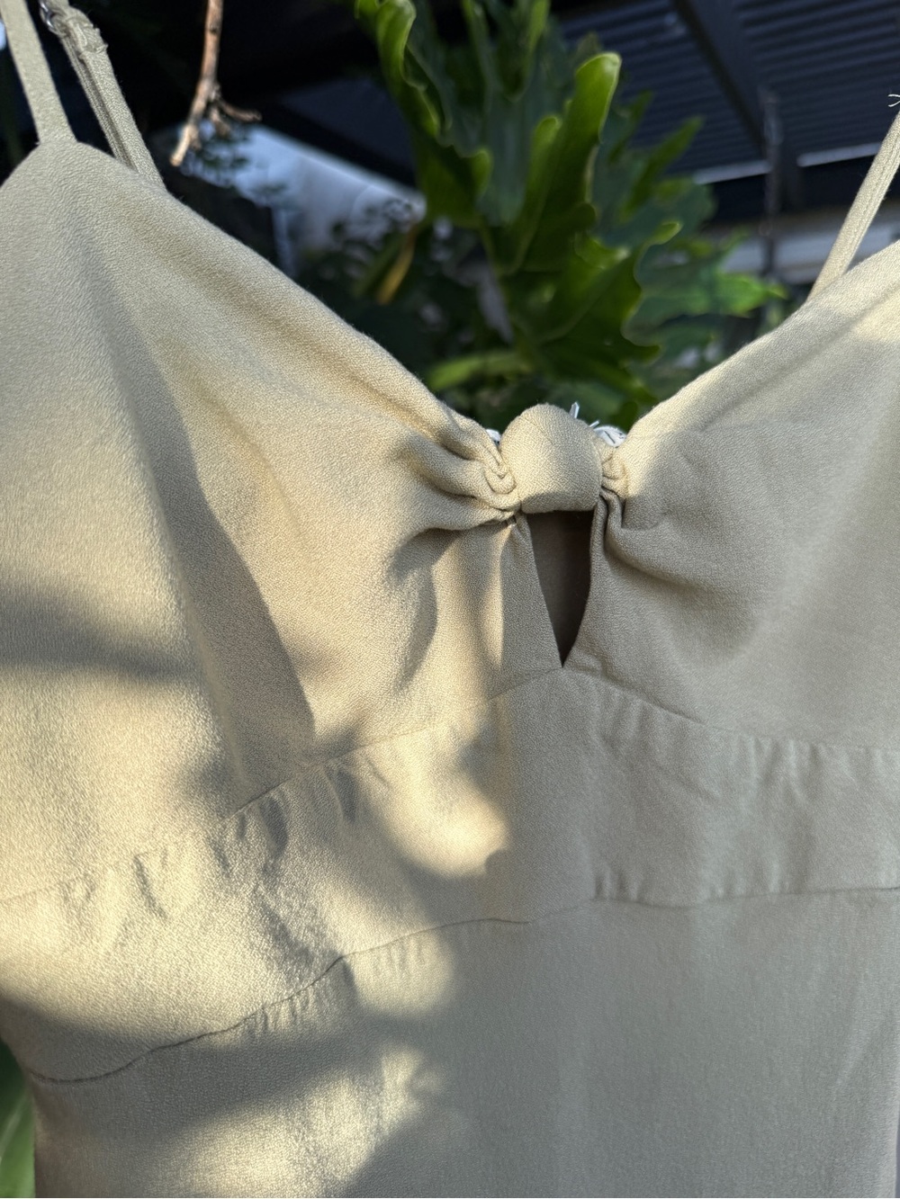 Abercrombie & Fitch Tan/Sage Knot-Front Dress - Picture 2 of 6